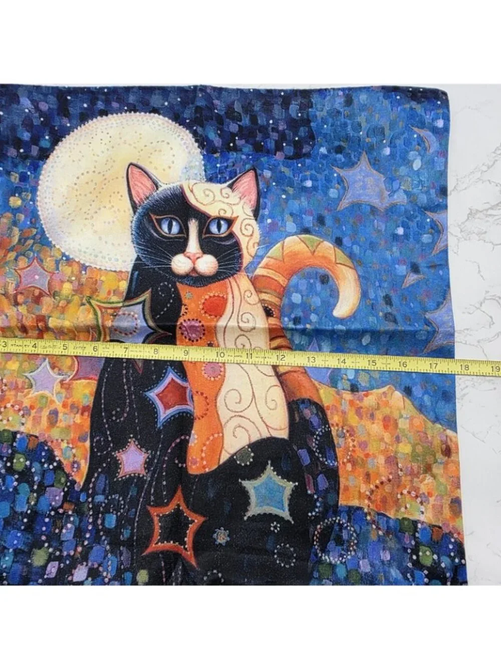 2 Calico Cat Art Pillow Covers Whimsical Print Velvet Hippie Chic Boho Celestial